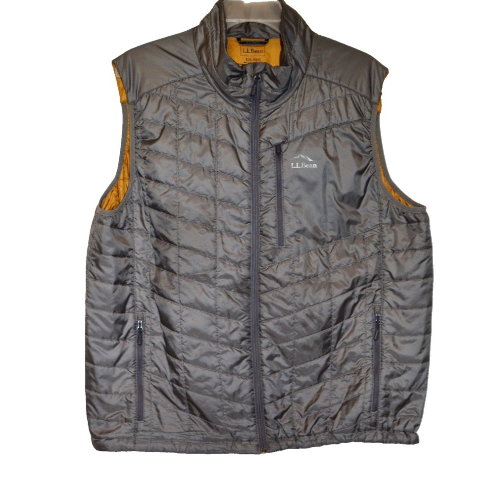 LL Bean Gray Primaloft Puffer Vest Full Zip Mens XXL Polyester Lightweight